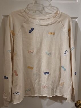 Maurices Cream Sweater with Multicolor Sunglasses Embroidery